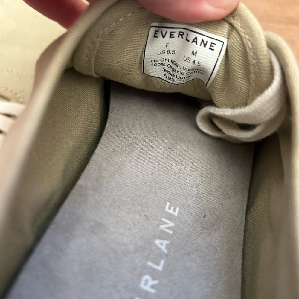 Everlane The Forever Sneaker Women Size 6.5 Tan Cream White Canvas Lace-up Shoes - Picture 8 of 8